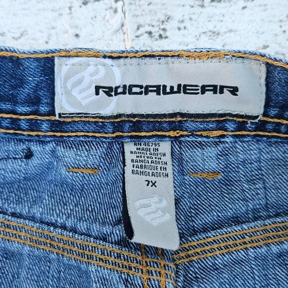 Rocawear Boys Shorts Blue Cotton Denim Shorts Cargo Shorts Size 7X Authentic B - Picture 7 of 8
